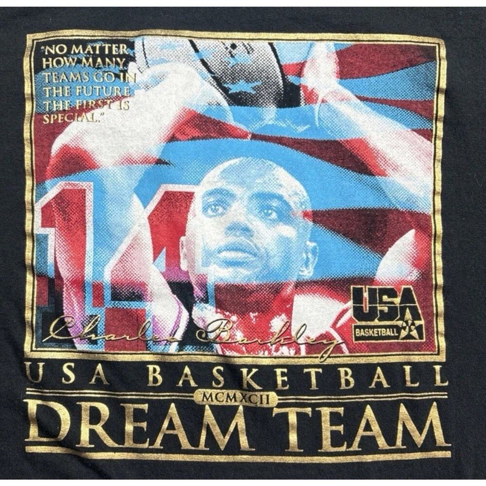 Vintage 1992 Nike USA Basketball Dream Team Charles Barkley T-Shirt Tee Size XL